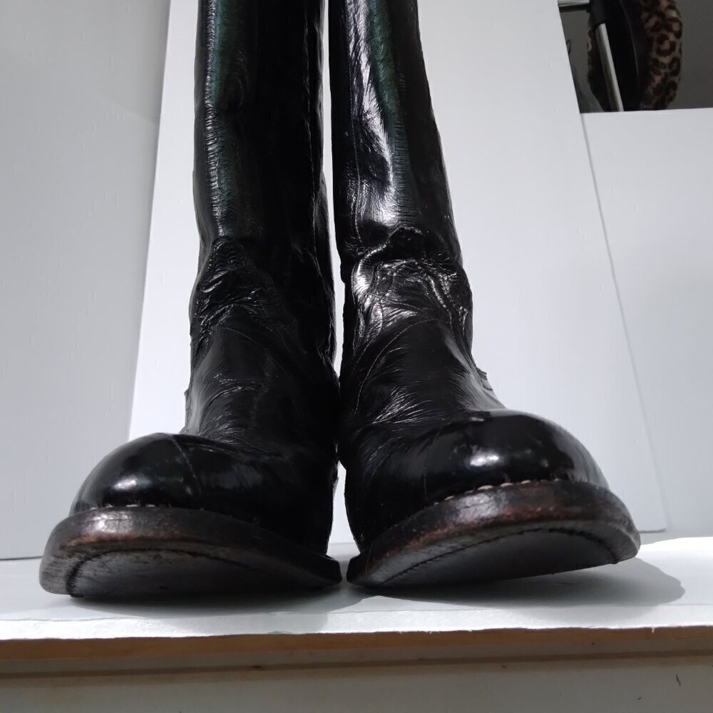 Justin Women's Vintage 1970's Black Eel Skin Cowboy Boots Made In U.S.A. Sz 7.5 - Picture 9 of 16